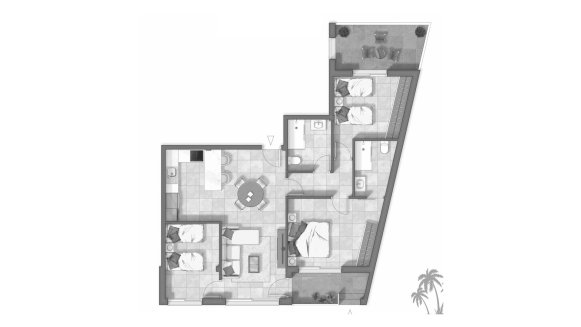 Apartment floor plan, 3 bedrooms in OASIS GUARDAMAR No. 5 (2D)