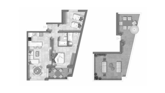 Apartment floor plan, 2 bedrooms in OASIS GUARDAMAR No. 4 (2D)